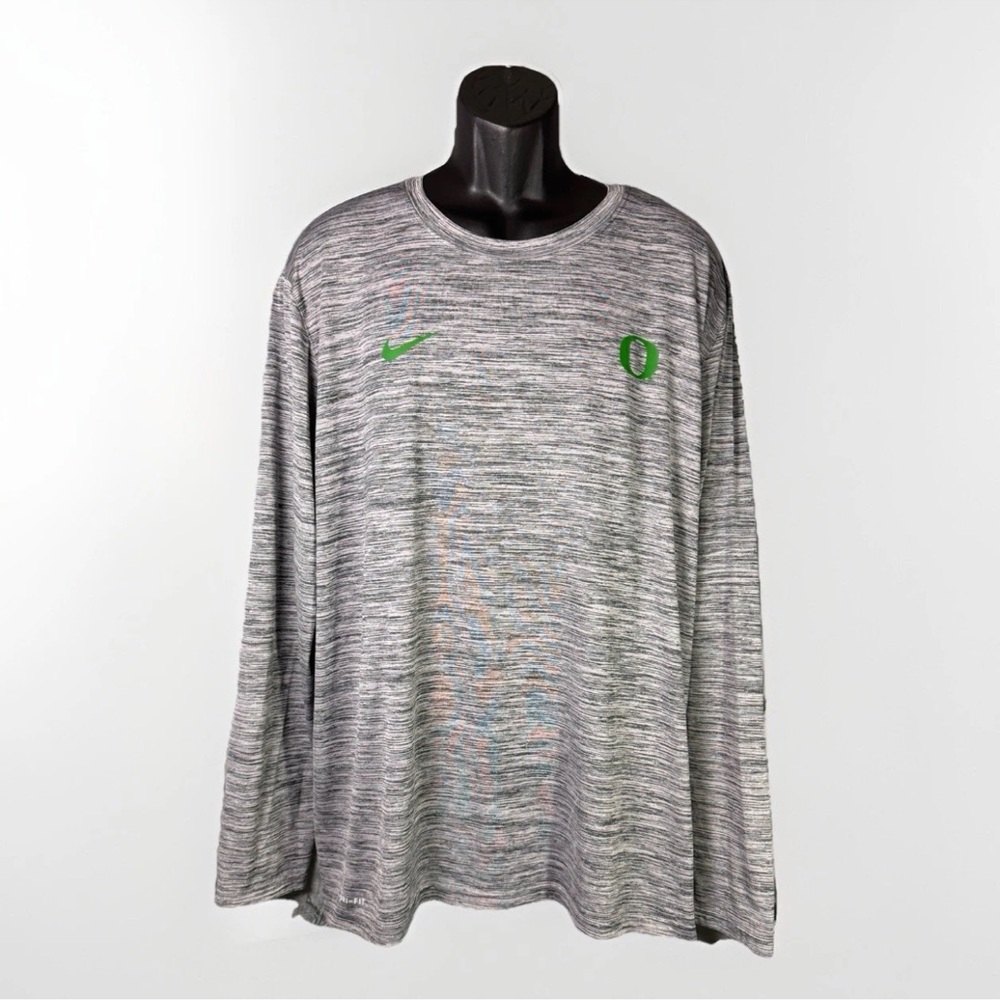 Oregon Ducks Team Issued Galaxy Grey Long Sleeve Dri-Fit Performance Tee Sz 2XL